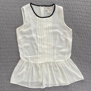 LOFT Outlet Pleated Peplum Shell, XXSP, EUC